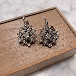 Vintage-style Crystal + Silver-color Earrings